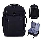 ECOHUB 17" Small Travel Backpack, United Airlines Personal Item Bag 17x10x9 with 16 Pockets, Water Resistant Rucksacks Fit 15.6" Laptop, AirTag Pocket, Lightweight Casual Daypack, 25L, Black