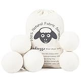 Budieggs Wool Dryer Balls Organic XL 6-Pack, 100% New Zealand Wool Chemical Free Fabric Softener for 1000+ Loads, Baby Safe & Hypoallergenic, Fabrics Soft and Fluffy Naturally
