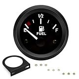 Tuxihapp 2" 52mm 12V Fuel Level Gauge Meter Kit with Nut/Bracket - 240-33ohm Boat Fuel Gauge Gas Tank Meter with E-1/2-F Pointer Dash, Universal for Car RV Yacht Marine Motorcycle (Black)