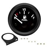 Tuxihapp 2" 52mm 12V Fuel Level Gauge Meter Kit with Nut/Bracket, Black