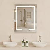 VEVOR Lighted Medicine Cabinet with Mirror, 24 x 30 in Recessed or Wall Mount, 3 Color Dimmable LED Bathroom Medicine Cabinet with HD Mirror, Clock, Adjustable Shelve Storage, Memory Defog Function