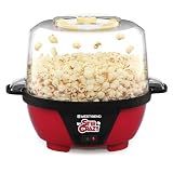 West Bend Stir Crazy Hot Oil Popcorn Popper, Popcorn Maker Machine with Large Serving Bowl Lid and Stirring Rod Perfect for Movie Night Snack Time or Parties, 6-Quart, Red
