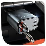 LISEN Retractable Car Charger, Gifts for Mothers Day, 84W Car Charger USB C Fast Charge, Gifts for Mom Dad Him Her, Travel Essentials Car Accessories for Men Women Gifts for iPhone 17 16 15 14 13 12 X