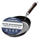 Armorbear 10 Inch Auto-Seasoning Nitrided Carbon Steel Pan, Professional Skillet for Induction Stovetop and Daily Searing, Pre-seasoned Frying Pan, Wooden Handle, PFAS & PFOA-Free