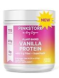 Pink Stork Protein Powder for Women, 20g Plant Based Protein Powder with Fiber + Superfoods, Gluten Free, Dairy Free, Sugar Free, Vanilla Protein Shake - 15 Scoops
