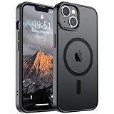 SUPFINE Magnetic for iPhone 14 Case & iPhone 13 Case (Compatible with MagSafe)(Military Grade Drop Protection) Translucent Matte Shockproof Phone Cover,Black