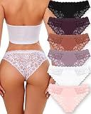 Women's Sexy Underwear Cotton Lace Cheeky Low Rise Bikini Panties 6 Pack M