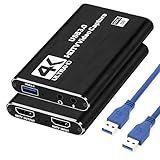 4K Capture Card Game Capture Card 1080P 60FPS for Streaming Capturadora De Video for Game Recording Live Streaming Broadcasting Supports Microphone Input and 3.5MM Headphone Output