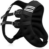 NATURELUX Weighted Vest with Reflective Stripe and Adjustable Buckle Straps, Black, 15 lbs