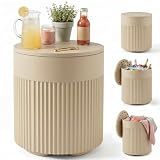 PASAMIC Outdoor Cooler Side Table, 3-in-1 Patio Ice Cooler Table with Storage, HDPE Outdoor Table with Drain Plug, Holds 24 Cans & Fits Wine Bottles, Poolside Deck Backyard (Sand)