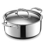 HexClad Hybrid Nonstick 5-Quart Dutch Oven with Stainless Steel Lid, Stay-Cool Handles, Dishwasher-Friendly, Oven-Safe Up to 900°F, Induction Ready, Compatible with All Cooktops