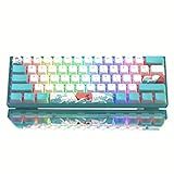 Womier 60% Percent Keyboard,WK61 Mechanical RGB Wired Gaming Keyboard,Hot-Swappable Creamy Key Board with PBT Keycaps,Linear Red Switch for Windows/MAC (Blue)
