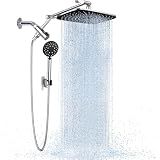 Veken 11.8" Rain Shower Head with Handheld, High Pressure Handheld Shower with Multi Spray Modes, Rainfall Combo with 15" Metal Extension Arm, Detachable Dual Shower, Bathroom Decor, Chrome Silver