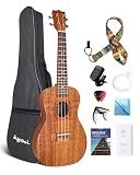 KYOOH 23 Inch Concert Ukulele All-in-One Mahogany Ukelele Kit for Beginner with Online Lessons Gig Bag Tuner Strap Nylon Strings Picks