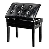 Bonnlo Piano Bench Adjustable with Storage Faux Leather Wooden Seat