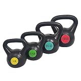 BalanceFrom Vinyl Kettlebell Set, 30/45/50/75 Pound Options – Cement-Filled Strength Training Weights with Ergonomic Grip and Color Coding for Full Body Fitness at Home or Gym