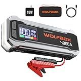 WOLFBOX MV24 4000A Jump Starter,12V Car Booster Pack with 65W Quick Charger,LED Display,24000mAh Portable Jump Starter Battery (10L Gas 10L Diesel Engine) with LED Light,Jumper Cables