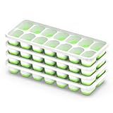 ChefAide Ice Cube Tray with Lid, 4 Packs 56 Cubes Durable Stackable Ice Cube Trays for Freezer with Removable Lids, Easy-Release Plastic & Silicone Ice Tray for Cocktail, Coffee