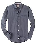 Alimens & Gentle Mens Solid Oxford Shirt Grey Long Sleeve Dress Shirt Work Casual Button Down Shirts with Pocket,Grey,X-Large