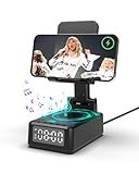 Birthday Gifts for Men Women,6-in-1 Cell Phone Stand Holder with Wireless Bluetooth Speaker & Wireless Charger,Alarm Clock for iPhone,HD Surround Sound Portable Bluetooth Speaker Gifts for Him Her