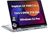 Dell Inspiron 14 7440 2-in-1 Laptop (14" FHD+ Touchscreen, Intel Core 5 120U (> i7-1355U), 64GB DDR5, 2TB SSD), for Creator, Designer, 10-Hr Long Battery Life, Backlit, Win 11 Pro w/ AI Copilot
