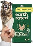 Earth Rated Dog Ear Wipes, Vet Developed, Wild Oat, for Dirt & Wax, 70ct