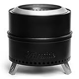 TURBRO 19 Inch Smokeless Fire Pit for Outdoor Wood Burning, Portable Stainless Steel Camping Stove with Stand, Removable Ash Pan, Waterproof Storage Bag, Unique Nested Design, Pluto R19-PG, Black