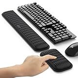 MEKASS Ergonomic Wrist Rest for Keyboard and Mouse, Soft Memory Foam Keyboard Wrist Rest Set with Non-Slip Silicone Base, Easy Typing, Pain Relief, Comfort for Office, Work, Gaming (Classic Black)