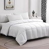 100% Viscose Made from Bamboo Comforter, Soft Lightweight Cal King Size, Breathable Summer Cooling Comforter for Hot Sleepers, 8 Corner Tabs（White-Summer，88x88）