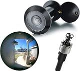 TOGU 220-degree Solid Brass Peep Holes for Door with 16mm Drill Bit, 0.63 inch Door Peephole with Privacy, Compatible with Door Thick from 1-3/8" to 2-1/6", Matte Black Finish