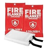 AIERLERZHEE Fire Blanket 2 Pack 40"x40" – CE Certified Fiberglass, Heat Resistant to 1076°F – No-Mess Fire Suppression for Kitchen, Grill, Car, Camping & Home Safety