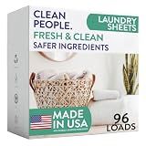 The Clean People Laundry Detergent Sheets - Laundry Soap - Ultra Concentrated, Recyclable Packaging, Stain Fighting - Fresh Scent, 96 Pack