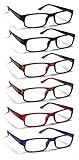 Boost Eyewear Reading Glasses, 6 Pairs with Spring Hinges in Black, Tortoise, Blue, Red - For Men, Women (+1.50)
