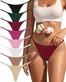 oshkang Cotton G-String Thongs for Women Low Rise Underwear Ladies 8 Pack