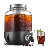 Cold Brew Coffee Maker, 1 Gallon Iced Coffee Maker With Stainless Steel Filter, Heavy Duty Glass Cold Brew Pitcher With Stainless Steel Spigot, Mason Jar Cold Brew Coffee Maker Fast Iced Tea Maker
