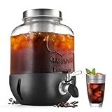 Cold Brew Coffee Maker, 1 Gallon Iced Coffee Maker With Stainless Steel Filter, Heavy Duty Glass Cold Brew Pitcher With Stainless Steel Spigot, Mason Jar Cold Brew Coffee Maker Fast Iced Tea Maker