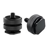 Camera Hot Shoe Mount(2 Pack) to 1/4"-20 Tripod Screw Adapter Flash Shoe Mount for DSLR Camera Rig
