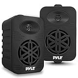 Pyle Indoor Outdoor Speakers Pair - 300 Watt Dual Waterproof 4” 2-Way Full Range Speaker System w/ 1/2” High Compliance Polymer Tweeter - in-Home, Boat, Marine, Deck, Patio, Poolside - PDWR45BK