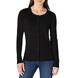 Amazon Essentials Women's Lightweight Crewneck Cardigan Sweater (Available in Plus Size), Black, X-Large