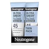 Neutrogena Ultra Sheer Dry-Touch Sunscreen For Face & Body, SPF 45 Broad Spectrum UVA/UVB Protection, Lightweight Water Resistant & Non-Greasy, Travel Size Sunscreen, 3 fl. oz 2 pack