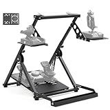 Anman Foldable Flight Simulation Cockpit 3.0 with Fixed Slot Fit for Logitech/Thrustmaster/Hotas Warthog/Fanatec,Electronics Adjustable Fight Sim Mount Pedals, Steering Wheel Not Included