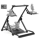 Anman Foldable Flight Simulation Cockpit 3.0 with Fixed Slot Fit for Logitech/Thrustmaster/Hotas Warthog/Fanatec,Electronics Adjustable Fight Sim Mount Pedals, Steering Wheel Not Included