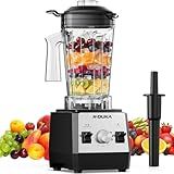 H-Duka Blender, Countertop Blenders for Kitchen with 64oz Pitcher, Powerful 25000 PRM Blender for Smoothies, Ice Crushing, Frozen Fruits, Milkshakes, Pulse Function, Self-Cleaning (Silver Black)