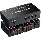 PROZOR 4-Zone Speaker Selector Switch, Passive Speaker Switch Box for 1 Amplifier to 4 Speaker Pairs, Independent A/B/C/D Buttons, 150W RMS per Channel, Supports 4–16Ω Passive Speakers