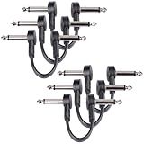 GOGHOST 3 Inch Guitar Patch Cables 6 Pack, 1/4" TS Right Angle Effect Pedal Flat Cables, Pedal Board Patch Cables, Black