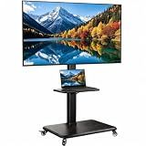 Perlegear Rolling TV Stand for 30-75 Inch TVs up to 110 lbs, Wooden Base