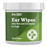 Pet MD - Dog Ear Cleaner Wipes - Otic Cleanser for Dogs to Stop Ear Itching, and Infections with Aloe and Eucalyptus - 100 Count