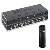 Enbuer 8K HDMI 2.1 Switch, HDMI 2.1 Switcher 5 in 1 Out Supports CEC 8K@60Hz, 4K@240Hz, 1080P@480Hz, HDCP 2.3 HDR 3D Dolby Atmos VRR Compatible with PS5 Xbox Blu-Ray Player with IR Remote Controller