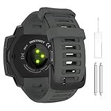 MoKo Watch Strap Compatible with Garmin Instinct Esports/Solar/Tactical/Tide Military Watch,Soft Silicone Adjustable Replacement Band Fit Garmin Instinct 2 Sports GPS Smart Watch - Graphit Gray