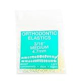JMU Orthodontic Elastics 3/16 Medium, 100 Pack Orthodontic Rubber Bands Intraoral Elastic Bands Latex Dental Rubber Bands Made in USA